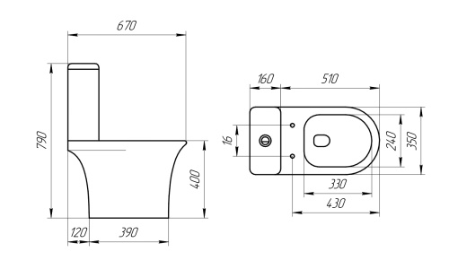 T2335 Унитаз-компакт, безободковый круговой смыв, сиденье тонкое ДП, крепления, арматура, горизонтальный выпуск фото в интернет-магазине САНТЕХСИТИ