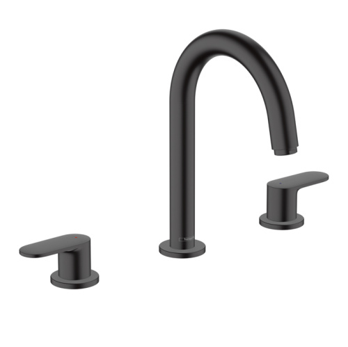 Hansgrohe Vernis Blend Смеситель для раковины, на 3 отв, с донным клапаном, цвет: матовый черный фото в интернет-магазине САНТЕХСИТИ