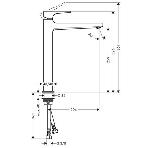 Hansgrohe Metropol Смеситель для раковины, на 1 отв, с донным клапаном, излив: 20.4см, цвет: шлифованная бронза фото в интернет-магазине САНТЕХСИТИ