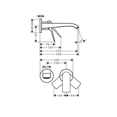 Hansgrohe Vivenis Смеситель для раковины. настенный. 195 ХР, цвет: белый матовый фото в интернет-магазине САНТЕХСИТИ