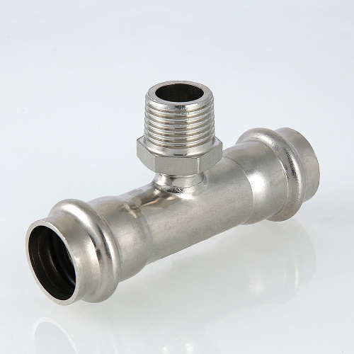 Фитинг нержавеющая сталь VALTEC Тройник с нар.р. 28х1/2" фото в интернет-магазине САНТЕХСИТИ