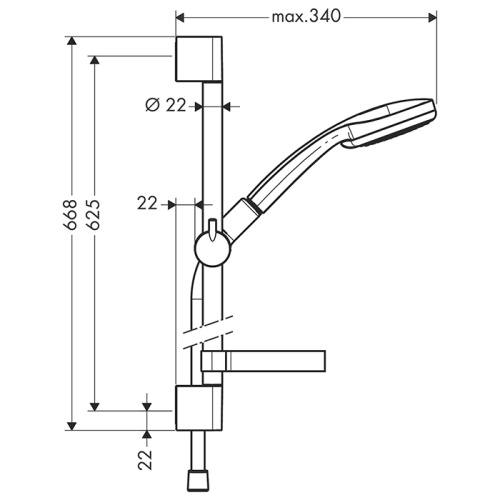 Hansgrohe Croma 100 Vario Душевой гарнитур, с ручным душем, настенный, цвет: хром фото в интернет-магазине САНТЕХСИТИ