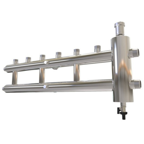 Коллектор с гидроразделителем ПРОКСИТЕРМ из нерж. стали GSK 40-3.1 120 кВт 3+1 контур фото в интернет-магазине САНТЕХСИТИ