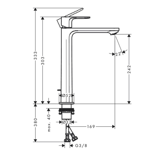 Hansgrohe Rebris E Смеситель для раковины-чаши 240, однорычажный, CoolStart, со сливным гарнитуром, цвет: матовый черный фото в интернет-магазине САНТЕХСИТИ