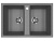 Мойка композит.Ulgran U-608 ПРЯМОУГОЛЬНАЯ двойная 309 темно-серый 770*500*210  с сифоном фото в интернет-магазине САНТЕХСИТИ