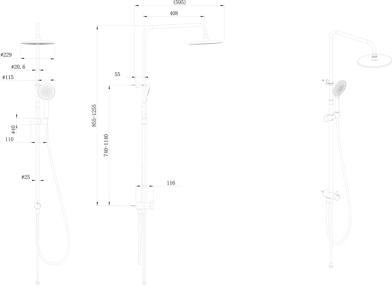 Душевая колонна круглая FONTE на 2 потока без смесителя, хром фото в интернет-магазине САНТЕХСИТИ