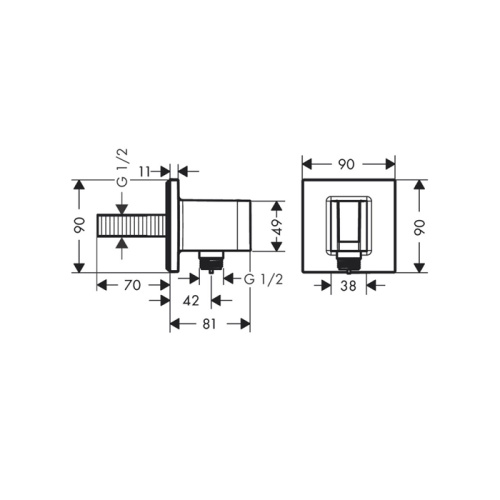 Hansgrohe FixFit E Шланговое подсоединение с душевым держателем, цвет: полированое золото фото в интернет-магазине САНТЕХСИТИ