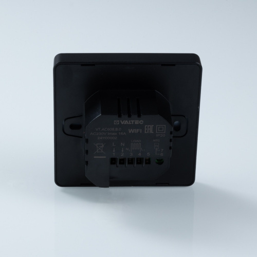 Термостат комнатный VALTEC VT.AC608.B.0 c WIFI 230В/16A черный фото в интернет-магазине САНТЕХСИТИ
