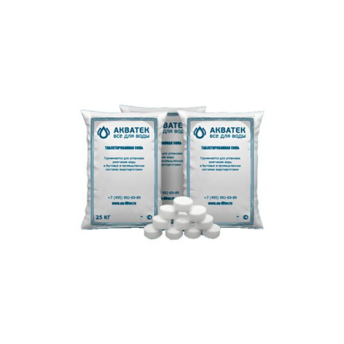 Соль таблетированная NaCI, пр-во Россия (25кг) АКВАТЕК фото в интернет-магазине САНТЕХСИТИ