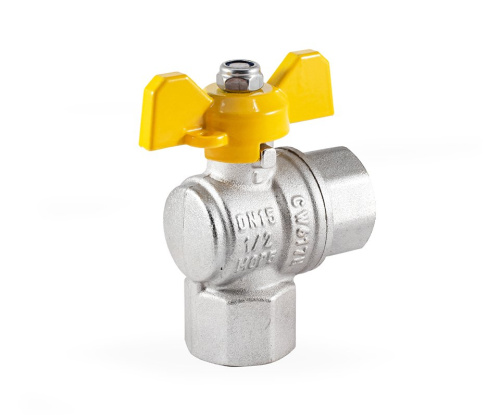 Кран шаровой Profactor для газа 1/2" вн.-вн. угловой бабочка (10/100) фото в интернет-магазине САНТЕХСИТИ