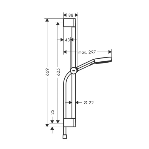 Hansgrohe Pulsify Душевой гарнитур: штанга 65см., ручной душ &Oslash;10.5см., 3jet Relaxation и шланг 160см., цвет: белый матовый фото в интернет-магазине САНТЕХСИТИ