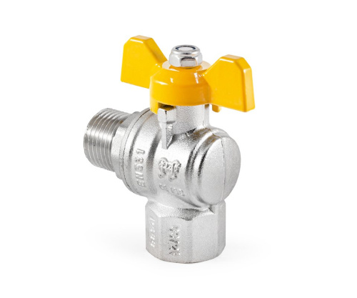 Кран шаровой Profactor для газа 1/2" вн.-нар. угловой бабочка (10/100) фото в интернет-магазине САНТЕХСИТИ
