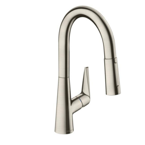 Hansgrohe Talis M51 Смеситель для кухни, на 1 отв однорычажный, поворотный излив 18.5см с вытяжным душем, 2jet, h15.2см, цвет: нержавейка фото в интернет-магазине САНТЕХСИТИ