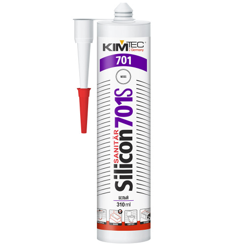 Герметик Силиконовый KIMTEC 701S Санитарный белый 310мл фото в интернет-магазине САНТЕХСИТИ