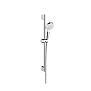 Hansgrohe Crometta Vario Unica Душевой набор: штанга 650mm, ручной душ, 1jet (Rain), EcoSmart, шланг, цвет: белый/хром фото в интернет-магазине САНТЕХСИТИ
