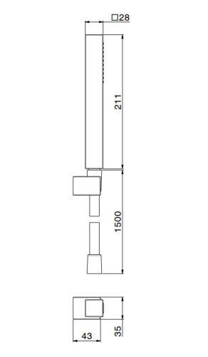 Ручной душ FUTURA с держателем для лейки и шлангом, без вывода для подачи воды, матовый черный фото в интернет-магазине САНТЕХСИТИ
