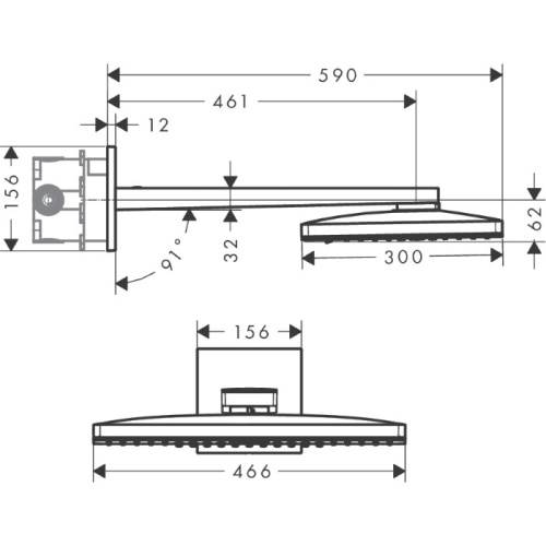 Hansgrohe Rainmaker Select, Верхний душ 460 3jet, с держателем 450 мм, цвет: Хром фото в интернет-магазине САНТЕХСИТИ