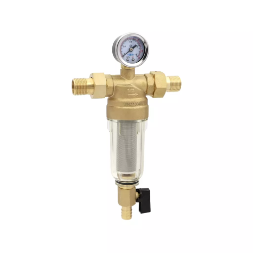 Фильтр промывной VIEIR 1/2" с манометром, стеклянный корпус фото в интернет-магазине САНТЕХСИТИ