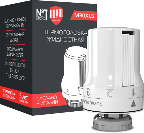 Термоголовка жидкостная Royal Thermo, M30 x 1,5 (белый) фото в интернет-магазине САНТЕХСИТИ