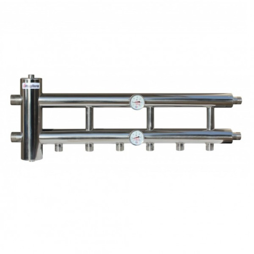 Коллектор с гидроразделителем ПРОКСИТЕРМ из нерж. стали GSK 25-3.1 60 кВт 3+1 контур фото в интернет-магазине САНТЕХСИТИ