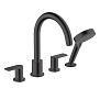Hansgrohe Vernis Blend Смеситель на край ванны, на 4 отв, цвет: матовый черный фото в интернет-магазине САНТЕХСИТИ