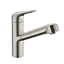 Hansgrohe Focus Смеситель для кухни, однорычажный, , на 1 отв., с выдвижной лейкой, 50см. мax., цвет: сталь фото в интернет-магазине САНТЕХСИТИ