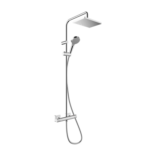 Hansgrohe Vernis Shape Душевая стойка с верхним душем 230 1jet с термостатом, EcoSmart, цвет: хром фото в интернет-магазине САНТЕХСИТИ