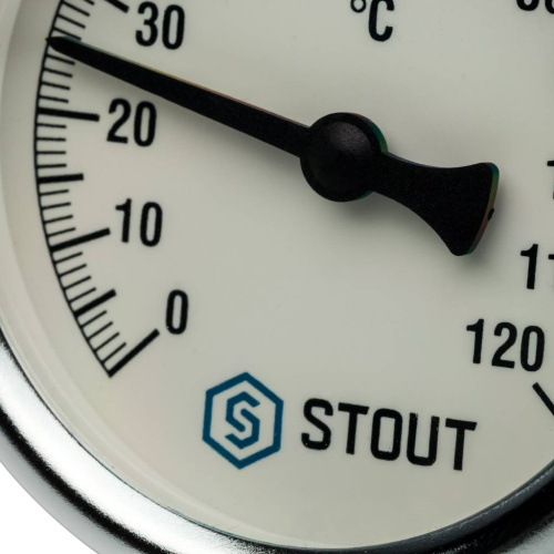 Термометр STOUT 63ммс погружной гильзой 1/2" 50мм 120℃ фото в интернет-магазине САНТЕХСИТИ