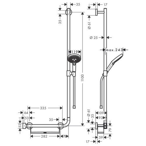 Hansgrohe Raindance Select S 120/U'Comfort Душевой гарнитур, с ручным душем и полочкой, 110см., цвет: хром фото в интернет-магазине САНТЕХСИТИ