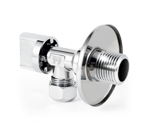 Кран шаровой PROFACTOR CHROME угловой для бытовой техники н/цанга 1/2" х 10мм фото в интернет-магазине САНТЕХСИТИ