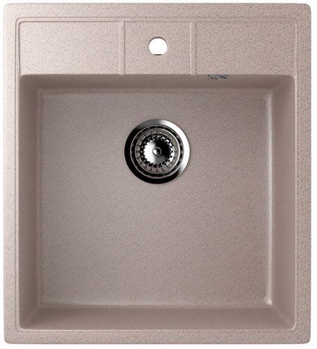 Мойка композит.Ulgran U-406 КВАДРАТНАЯ 302 песочный 450*500*210  с сифоном фото в интернет-магазине САНТЕХСИТИ