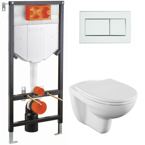 Комплект инсталляции с унитазом Vitra Normus L-box крышка микролифт, быстросъемная, клавиша хром фото в интернет-магазине САНТЕХСИТИ