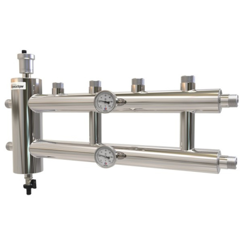 Коллектор с гидроразделителем ПРОКСИТЕРМ из нерж. стали GSK 25-2.1 60 кВт 2+1 контур фото в интернет-магазине САНТЕХСИТИ