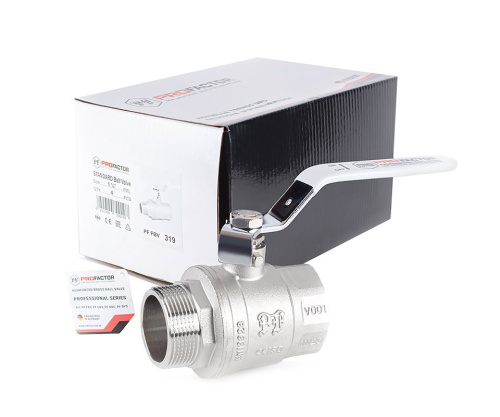 Кран шаровый PROFACTOR 11/2" вн.-нар. стальная рукоятка (4/24) фото в интернет-магазине САНТЕХСИТИ