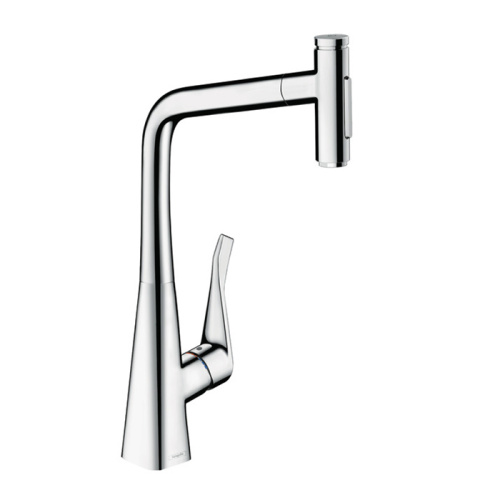 Hansgrohe Metris M71 Смеситель для кухни, на 1 отв, поворотный излив: 23.5см с вытяжным душем, 2jet, h: 33.3см, sBox, цвет: хром фото в интернет-магазине САНТЕХСИТИ