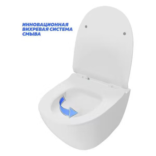 Подвесной унитаз Teymi Lina Pro Vortex T40112 безободковый, торнадо, сиденье микролифт, белый фото в интернет-магазине САНТЕХСИТИ