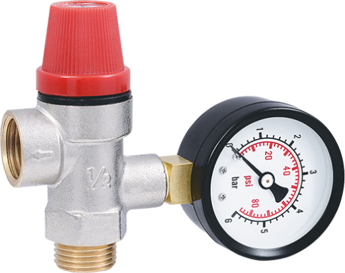 Клапан предохранительный PROFACTOR с манометром 3bar фото в интернет-магазине САНТЕХСИТИ