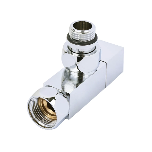 Кран для полотенцесушителя TIM угловой квадр. ручки 3/4"х1/2" г/ш фото в интернет-магазине САНТЕХСИТИ