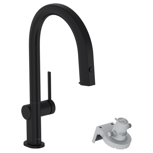 Hansgrohe Aqittura Смеситель для кухни, на 1 отв., с выдвижным изливом, цвет: черный матовый фото в интернет-магазине САНТЕХСИТИ