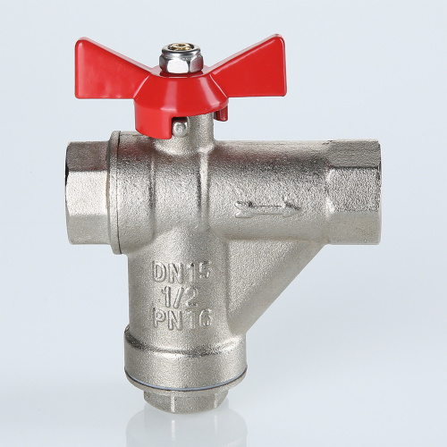 Кран шаровой со встроенным прямым фильтром VALTEC 1/2" вн-вн бабочка фото в интернет-магазине САНТЕХСИТИ