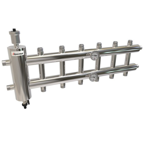 Коллектор с гидроразделителем ПРОКСИТЕРМ из нерж. стали GSK 25-7 60 кВт 7 контур фото в интернет-магазине САНТЕХСИТИ