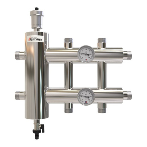 Коллектор с гидроразделителем ПРОКСИТЕРМ из нерж. стали GSK 40-3 120 кВт 3 контур фото в интернет-магазине САНТЕХСИТИ