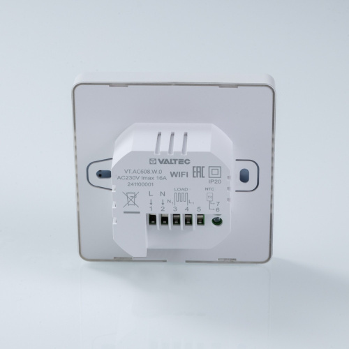 Термостат комнатный VALTEC VT.AC608.W.0 c WIFI 230В/16A белый фото в интернет-магазине САНТЕХСИТИ