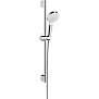 Hansgrohe Crometta Vario Unica Душевой набор: штанга 650mm, ручной душ, 2jet (Rain, IntenseRain), EcoSmart, шланг, цвет: белый/хром фото в интернет-магазине САНТЕХСИТИ