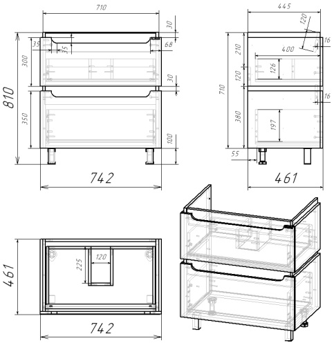 75 Тумба Vesta 75 №2 (ум. Оскар 750, Quadro 75) графит Pur-клей фото в интернет-магазине САНТЕХСИТИ