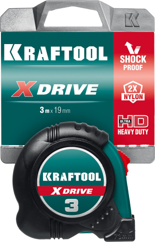 KRAFTOOL  X-Drive, 3 м х 19 мм, рулетка (34122-03-19) фото в интернет-магазине САНТЕХСИТИ