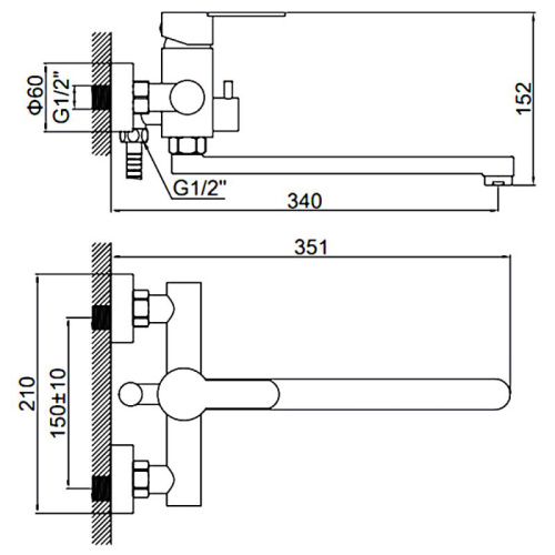 Смеситель для ванны Ledeme H703 L72203 фото в интернет-магазине САНТЕХСИТИ