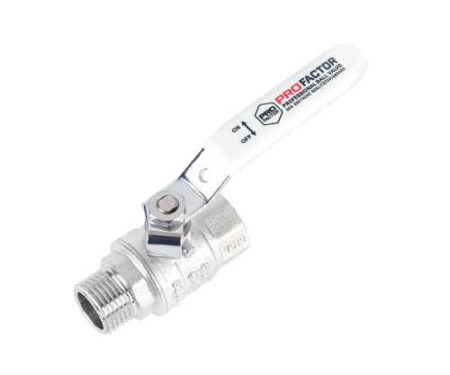 Кран шаровый PROFACTOR 1/2" вн.-нар. стальная рукоятка (12/120) фото в интернет-магазине САНТЕХСИТИ