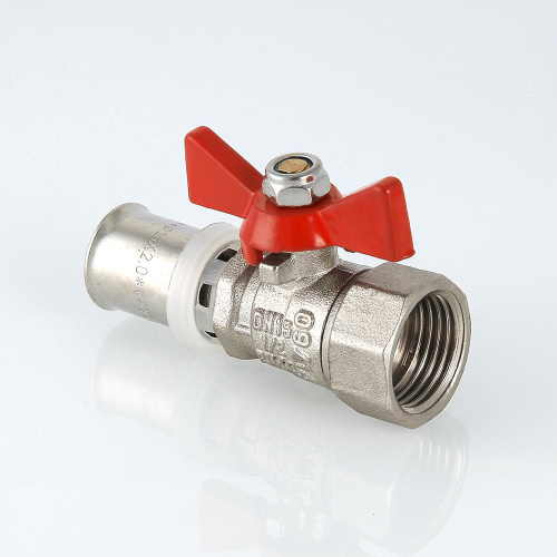 Кран шар. под пресс VALTEC рукоятка бабочка 16х1/2 вн. фото в интернет-магазине САНТЕХСИТИ