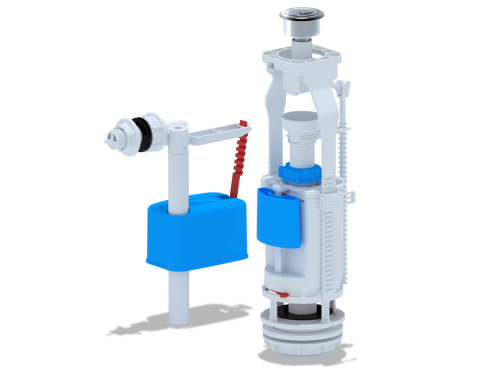 Набор АНИ эк с боковой подводкой 1/2", двойная металлизированная кнопка фото в интернет-магазине САНТЕХСИТИ